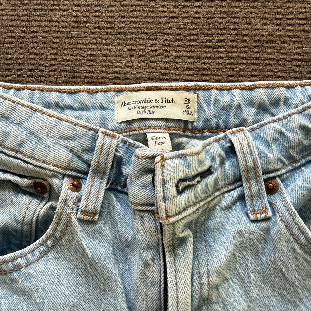Abercrombie & Fitch Light Blue High Rise Straight Jeans